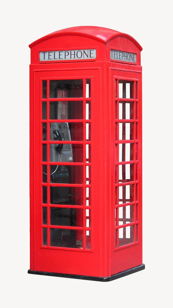 Red telephone booth clipart, London's famous icon psd