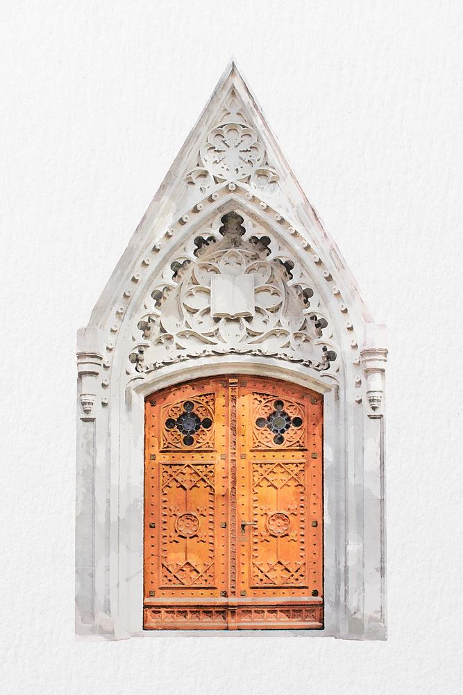 Gothic door clipart, church exterior design