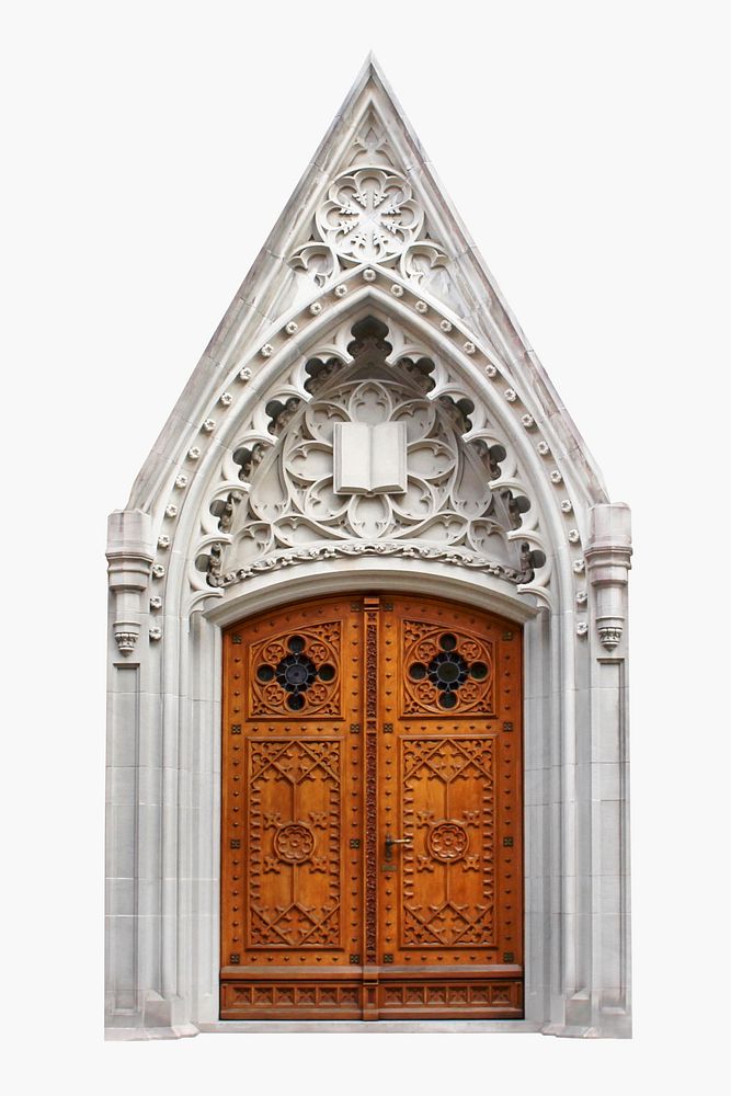 Gothic door clipart, church exterior design psd