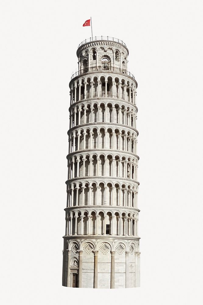 Leaning Tower of Pisa illustration, Italy's tourist attraction psd