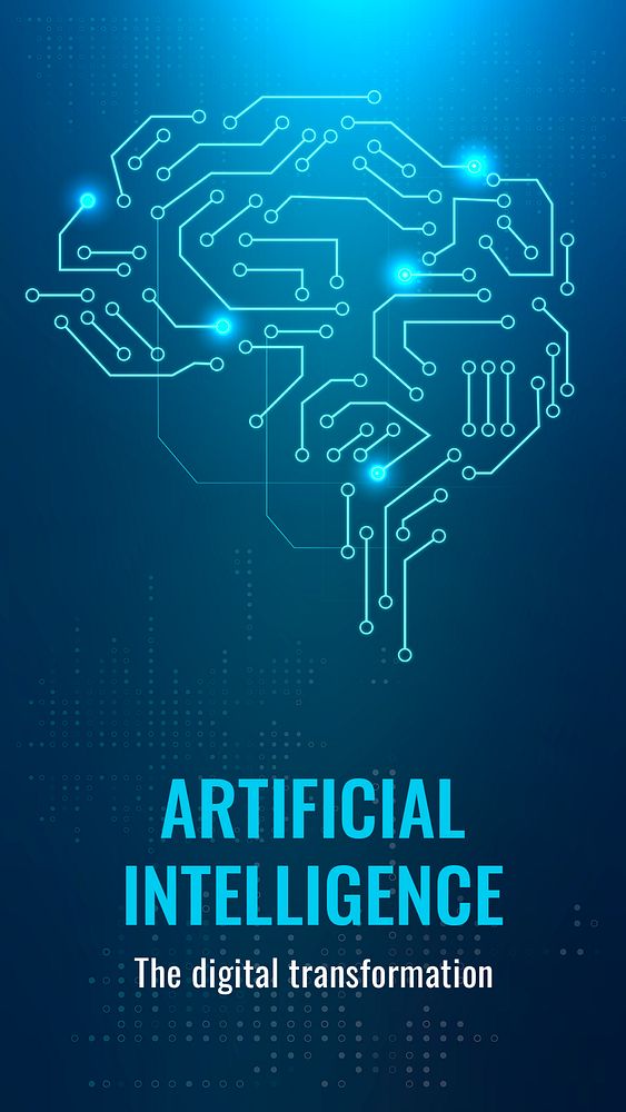 Futuristic AI technology template psd disruptive technology social media story