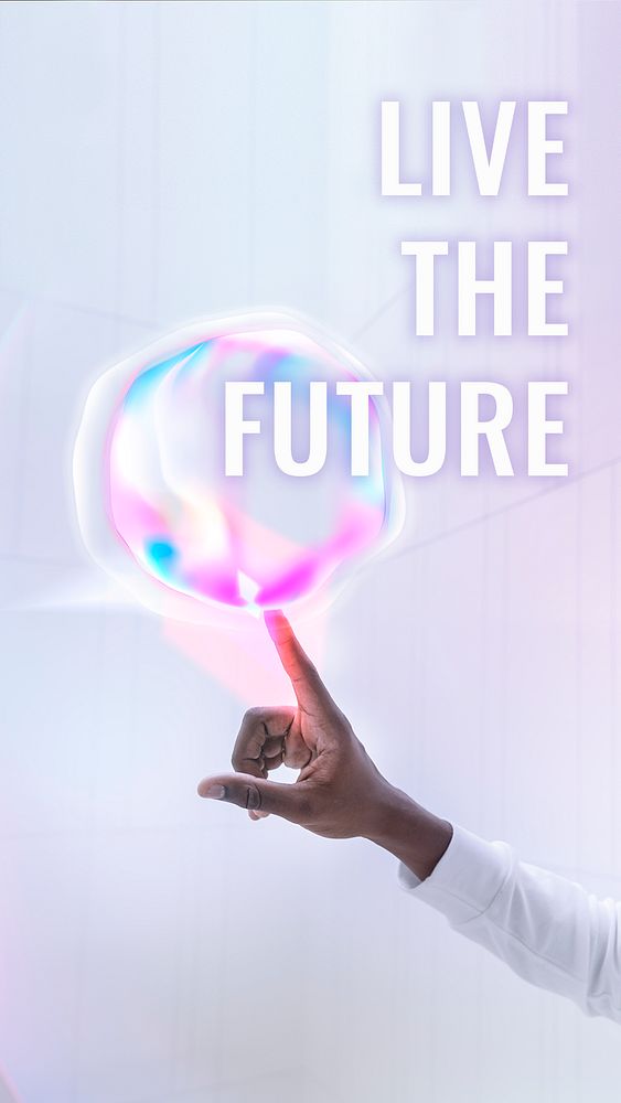 Live the future template psd Virtual assistant technology social media story