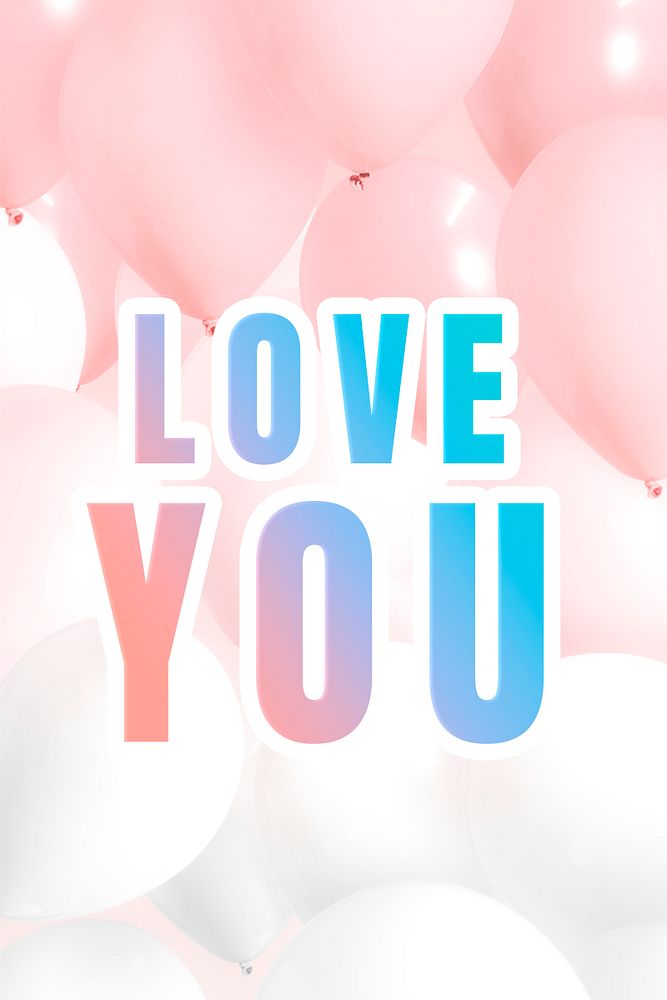 Love you word psd gradient typography quote