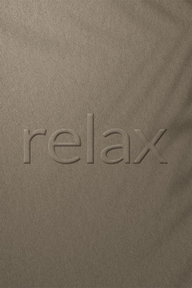 Relax word embossed psd font letter typography