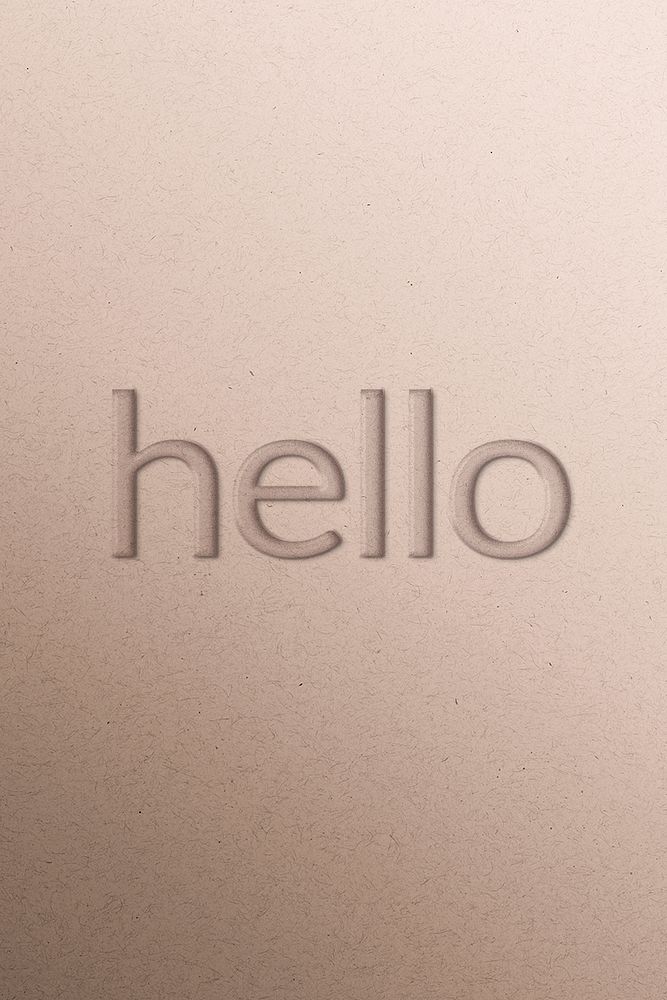 Hello emboss typography psd on paper texture