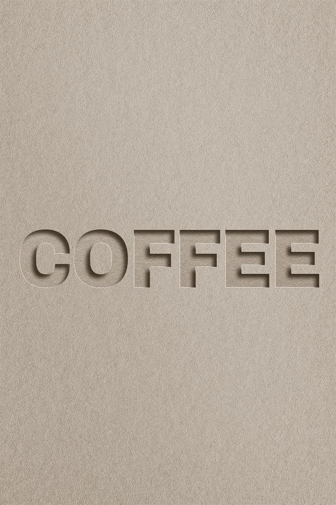 Coffee text psd paper cut font typography
