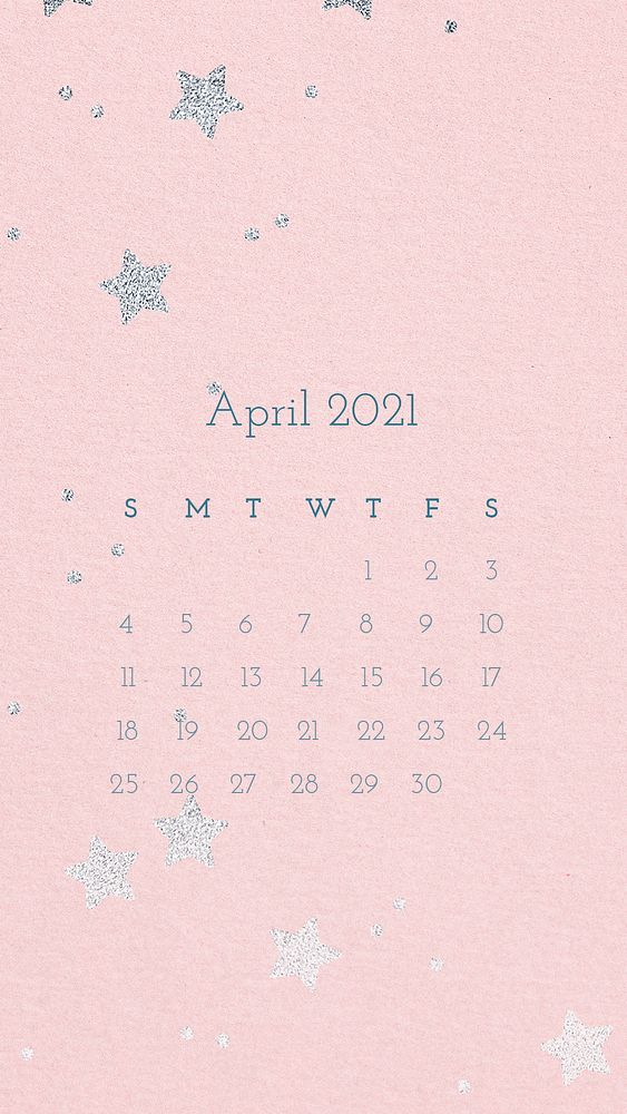 Calendar 2021 April editable template phone wallpaper psd 
