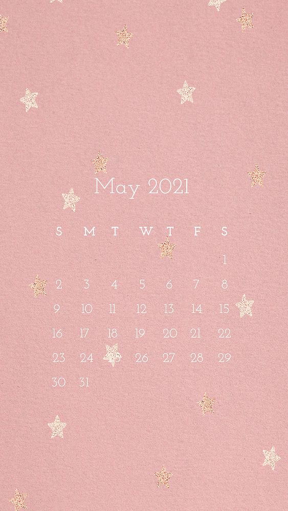 Calendar 2021 May editable template phone wallpaper psd 