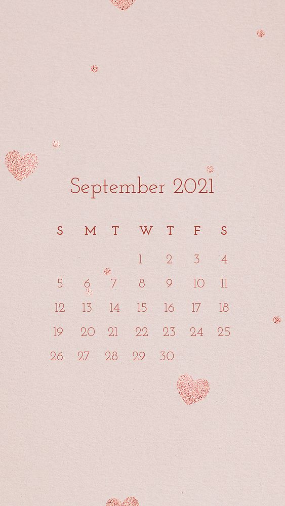 Calendar 2021 September editable template phone wallpaper psd cute pattern 