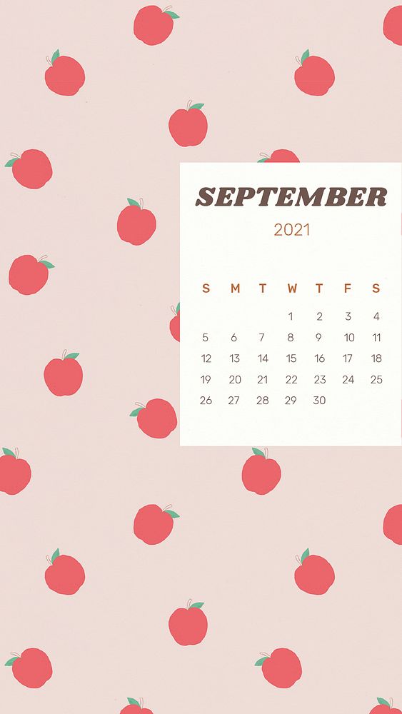 Calendar 2021 September printable psd template cute fruit background