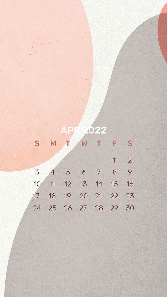 Aesthetic 2022 April calendar template, editable monthly planner phone wallpaper psd
