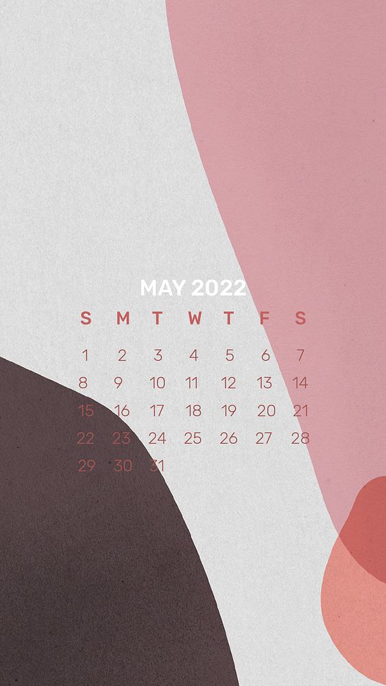 Abstract 2022 May calendar template, printable mobile wallpaper psd