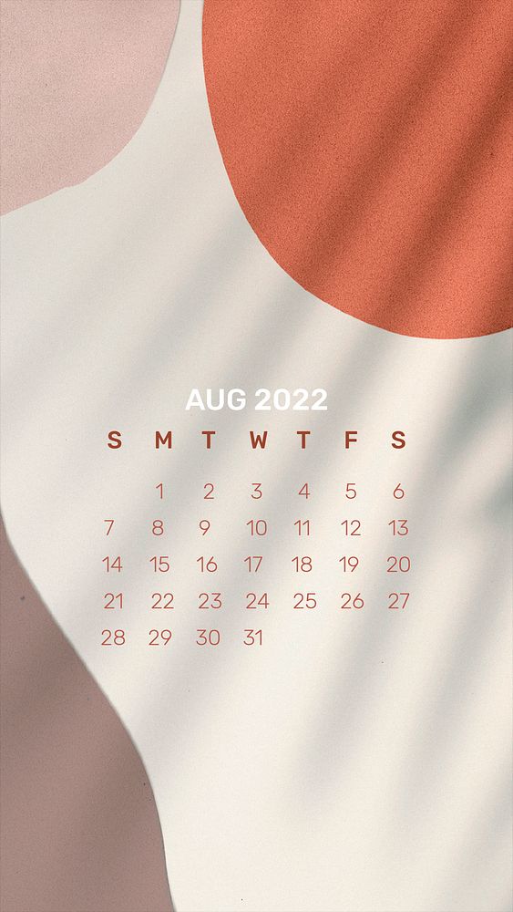Abstract 2022 August calendar template, iPhone wallpaper psd