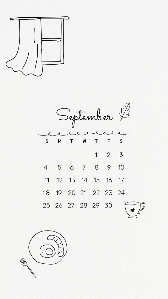 Cute 2022 September calendar template, mobile wallpaper psd