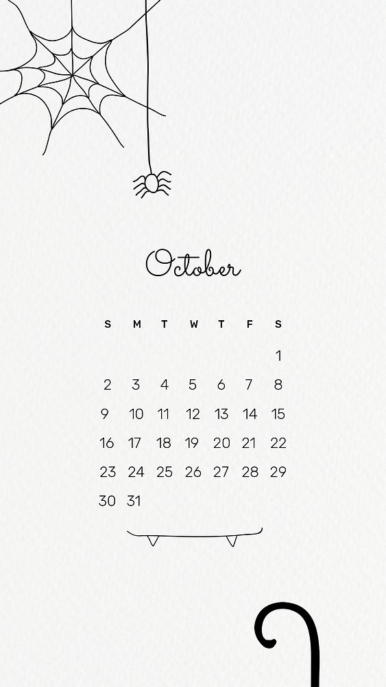 Cute 2022 October calendar template, mobile wallpaper psd