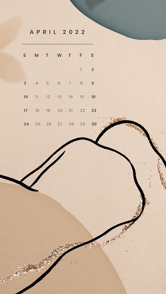 Feminine 2022 April calendar template, editable monthly planner phone wallpaper psd