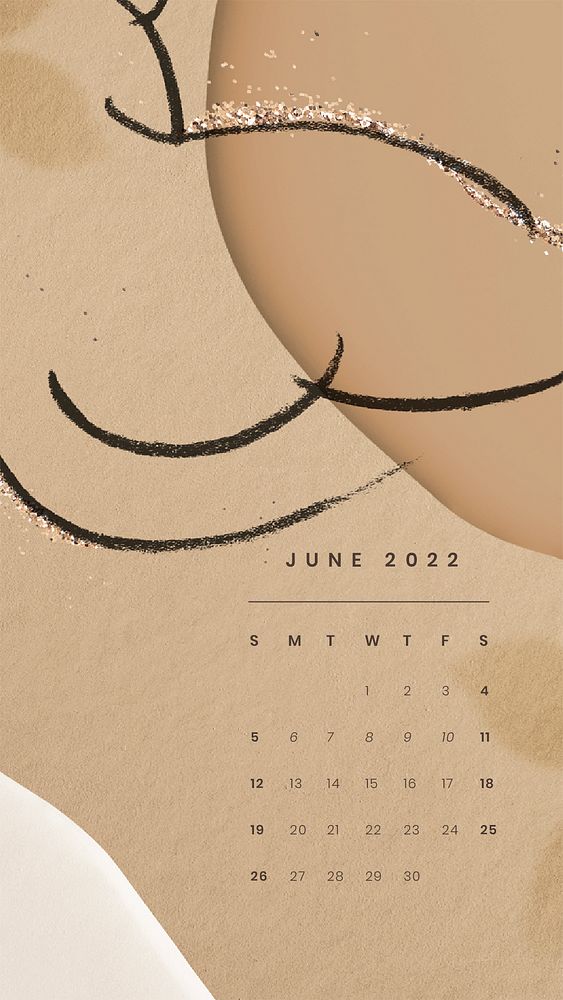 Aesthetic 2022 June calendar template, editable iPhone wallpaper psd
