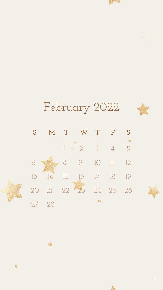 Aesthetic February 2022 calendar template, monthly planner, mobile wallpaper psd