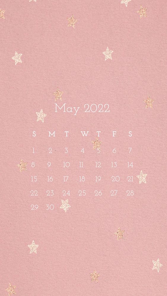 Feminine 2022 May calendar template, printable mobile wallpaper psd