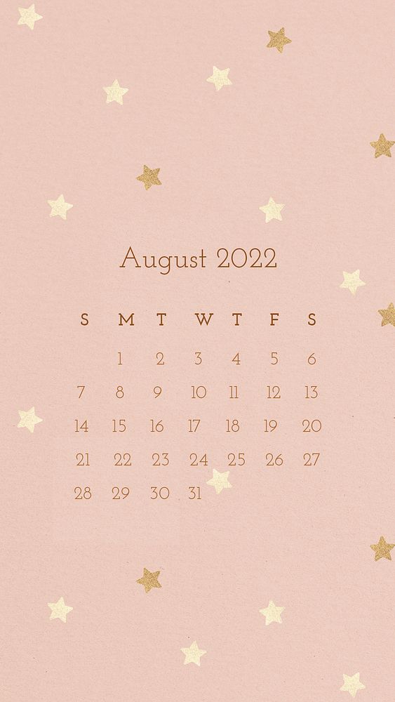 Cute 2022 August calendar template, iPhone wallpaper psd
