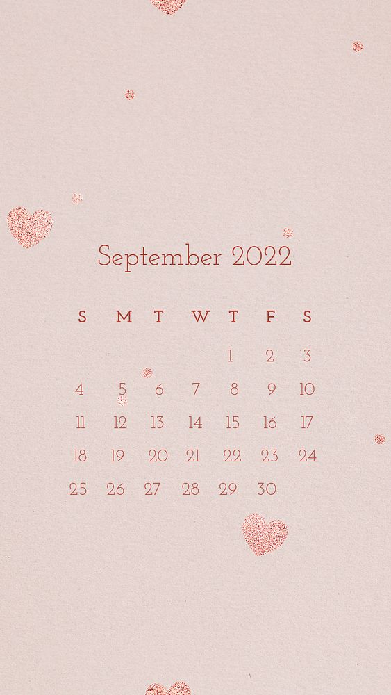 Feminine 2022 September calendar template, mobile wallpaper psd