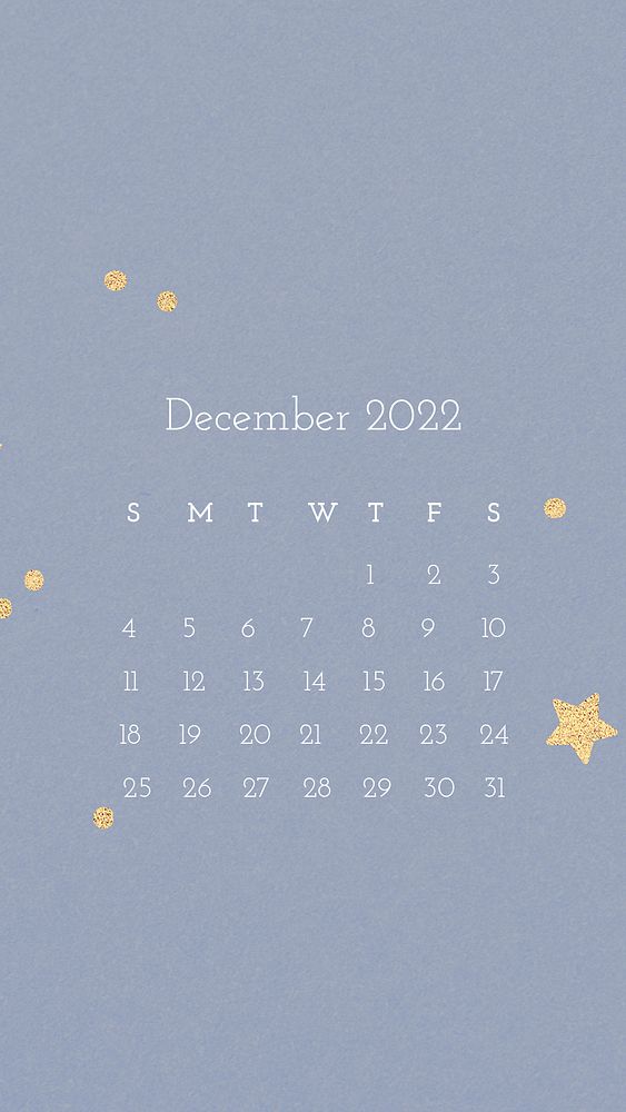 December 2022 calendar template psd, monthly planner, blue iPhone wallpaper