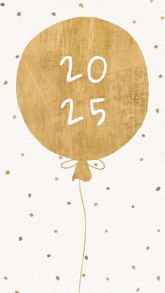 2025 gold balloon wallpaper, HD new year background psd