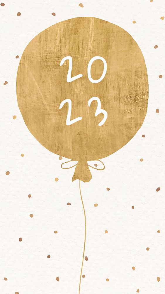 2023 gold balloon wallpaper, HD new year background psd