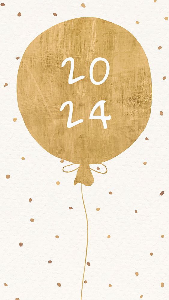 2024 gold balloon wallpaper, HD new year background psd