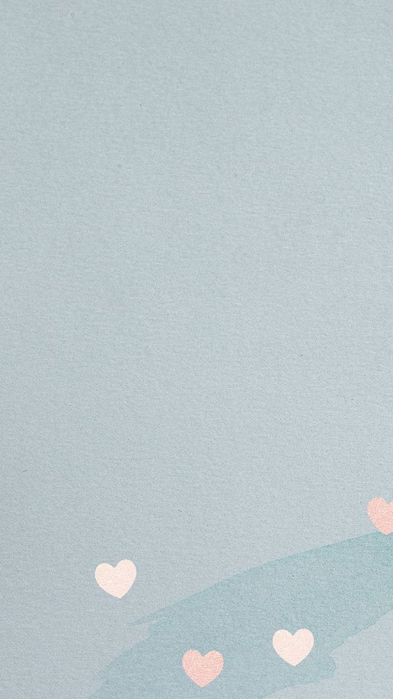 Blue mobile wallpaper, pink heart design
