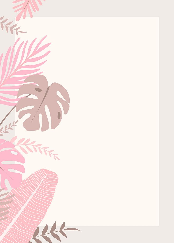 Pastel botanical frame with tropical leaves vector