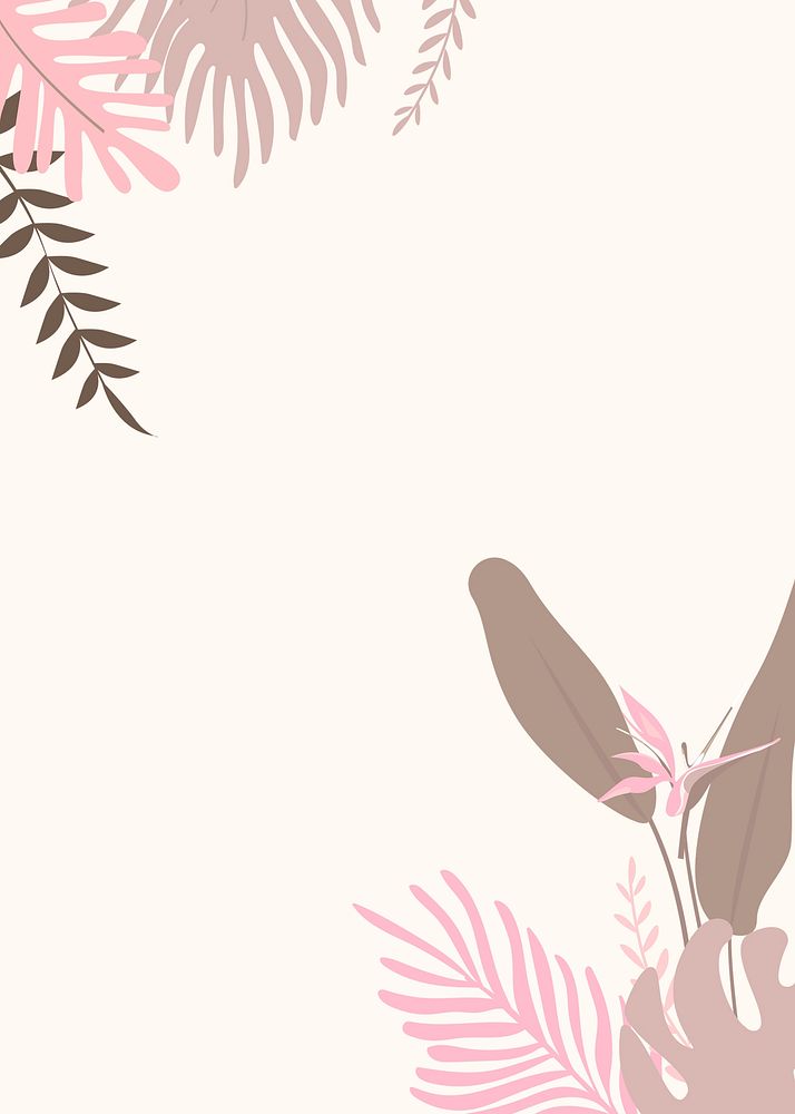 Pink botanical border frame, aesthetic tropical background psd