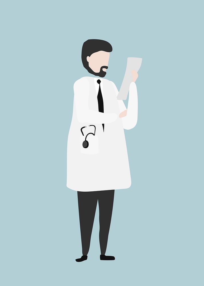 Male doctor clipart, medical worker, jobs illustration psd