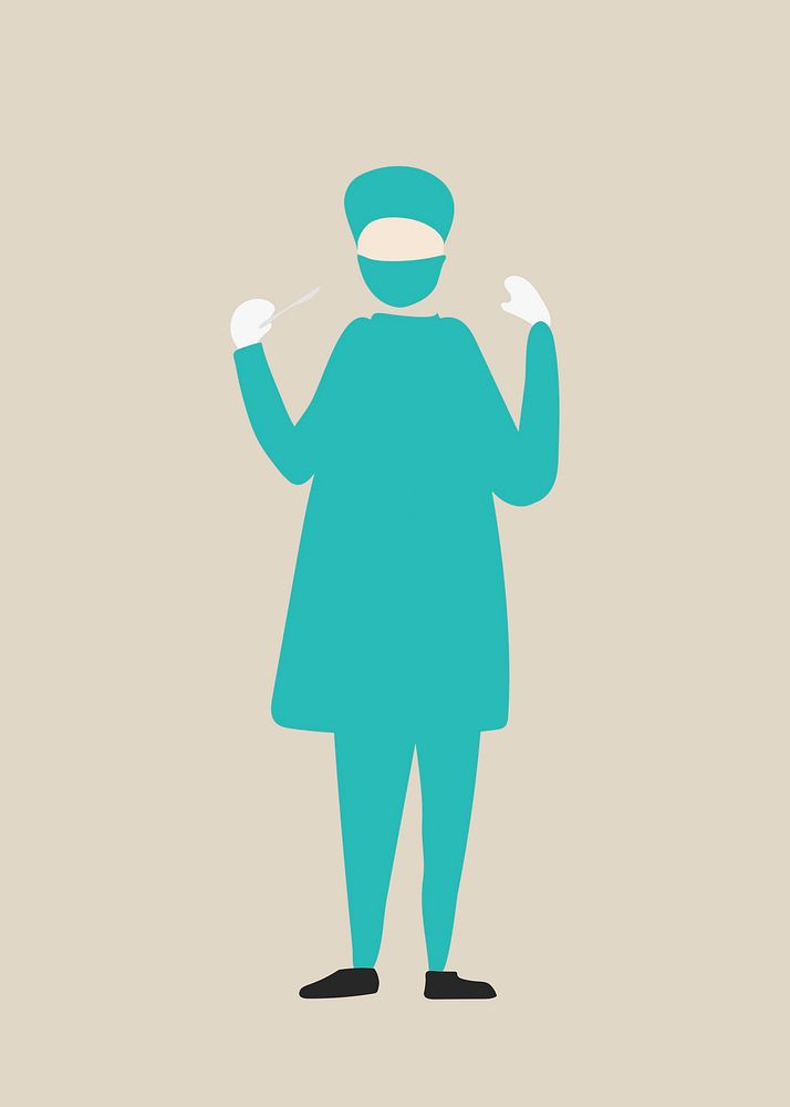 Surgeon wearing scrubs clipart, medical worker illustration