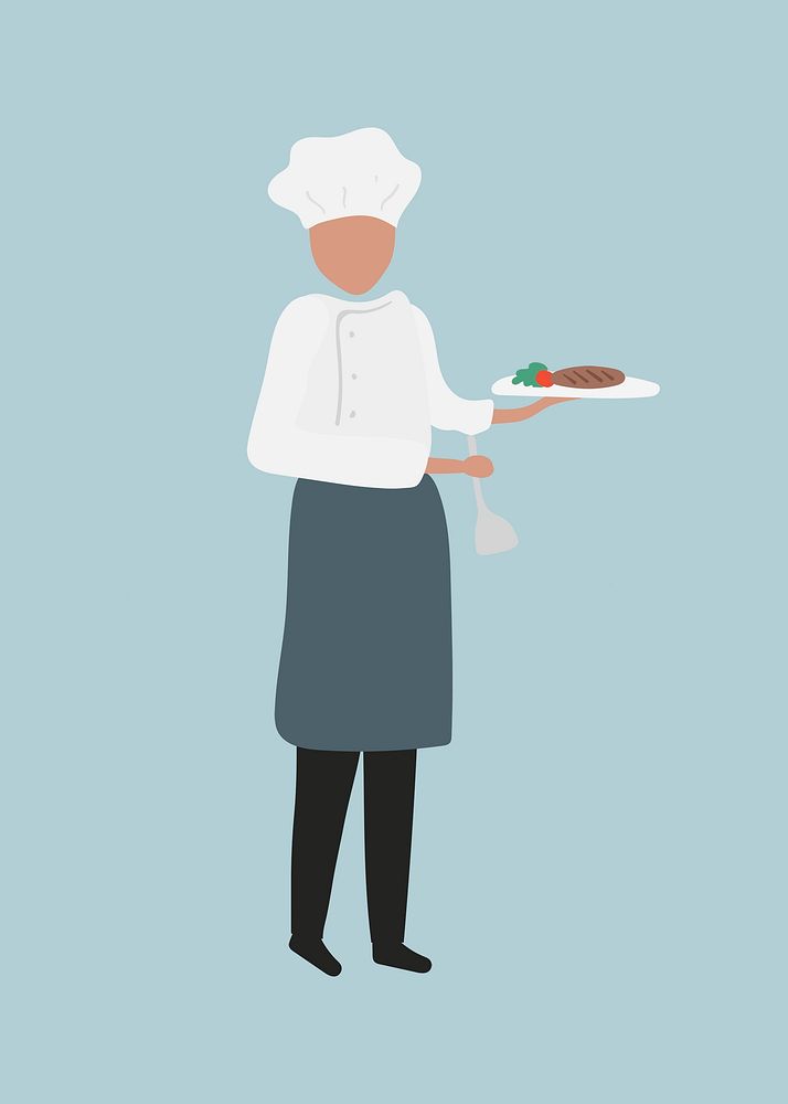 Male chef clipart, culinary artist, job illustration vector
