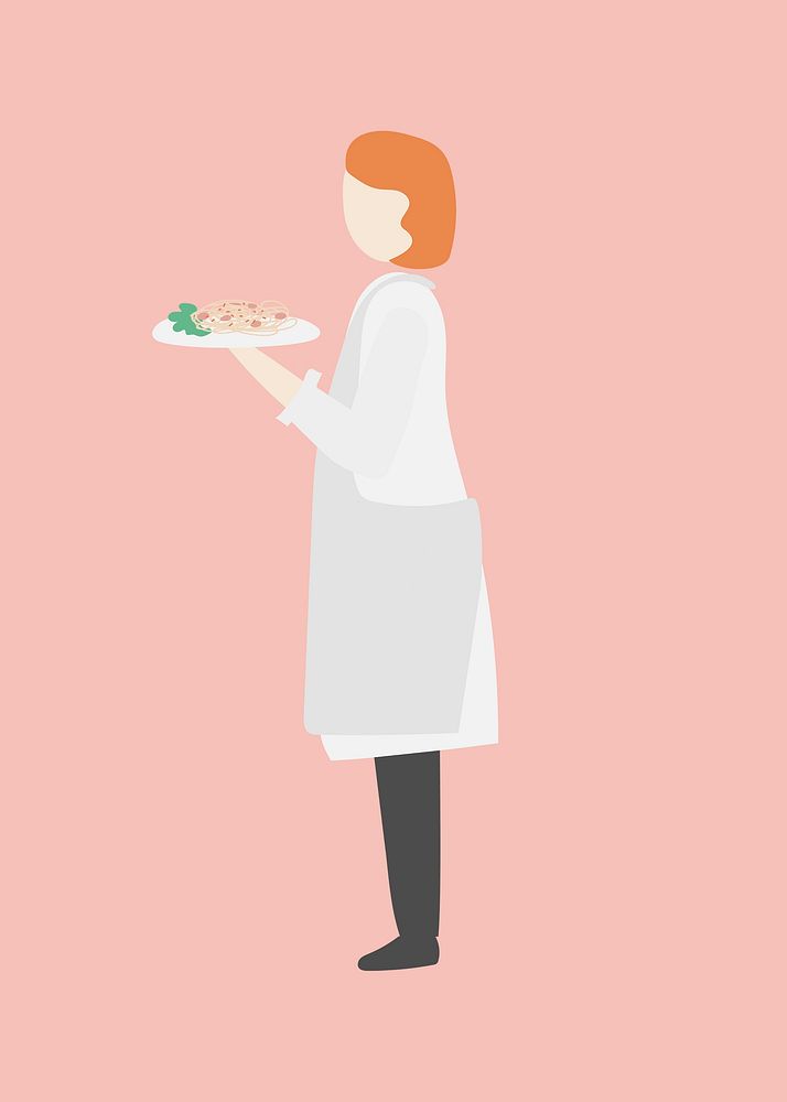 Waitress clipart, restaurant attendant job, character illustration vector