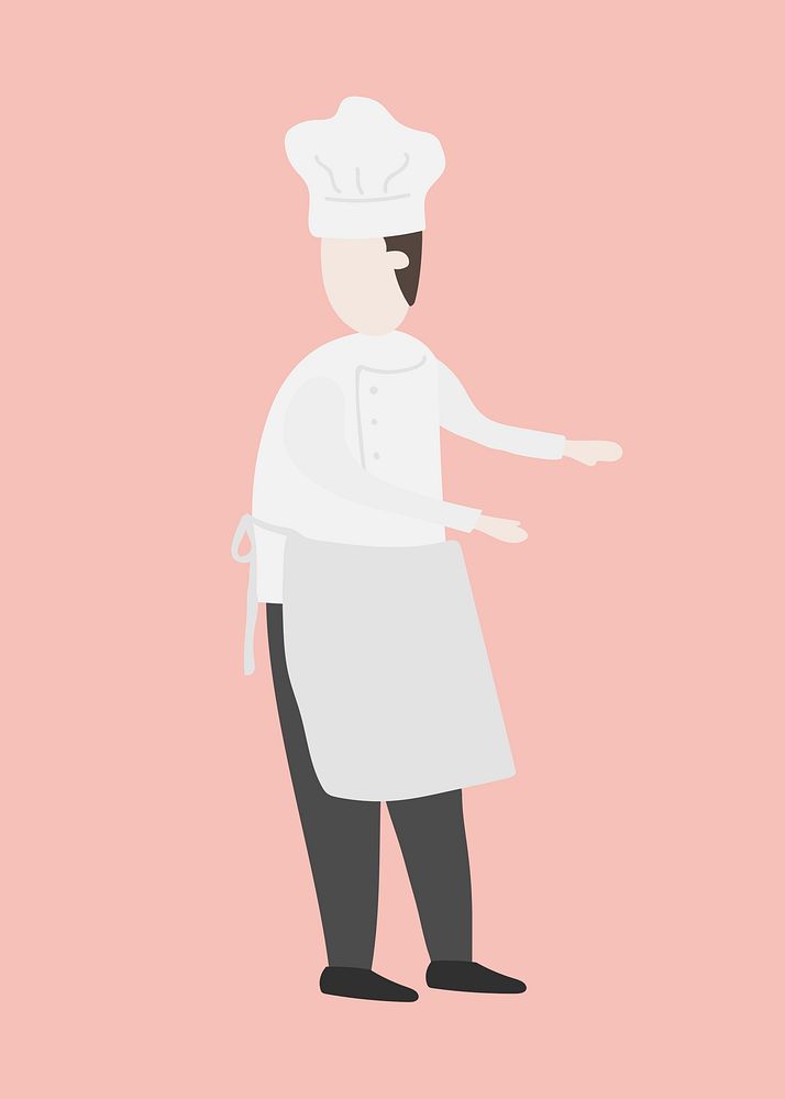 Male chef clipart, culinary artist, job illustration psd