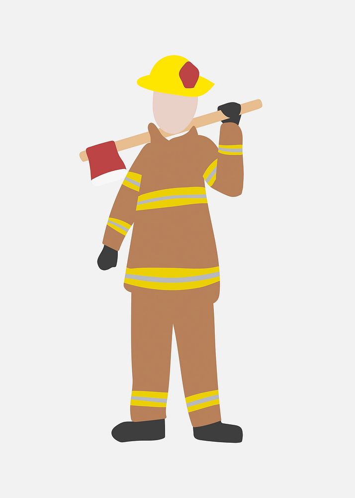 Firefighter worker clipart, emergency service, job illustration