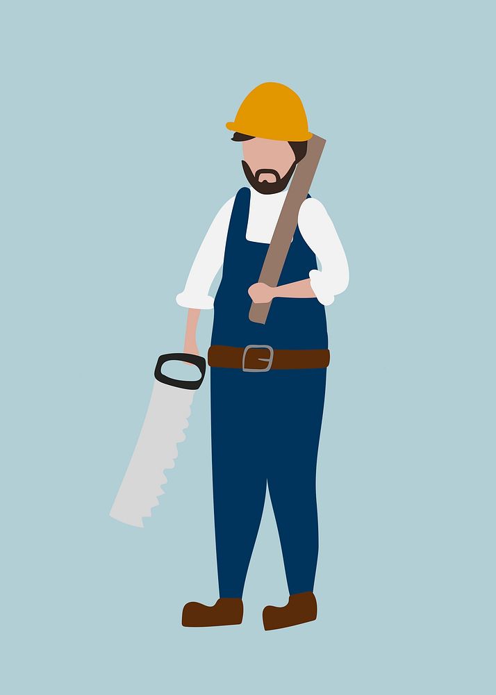 Construction worker clipart, occupation character illustration