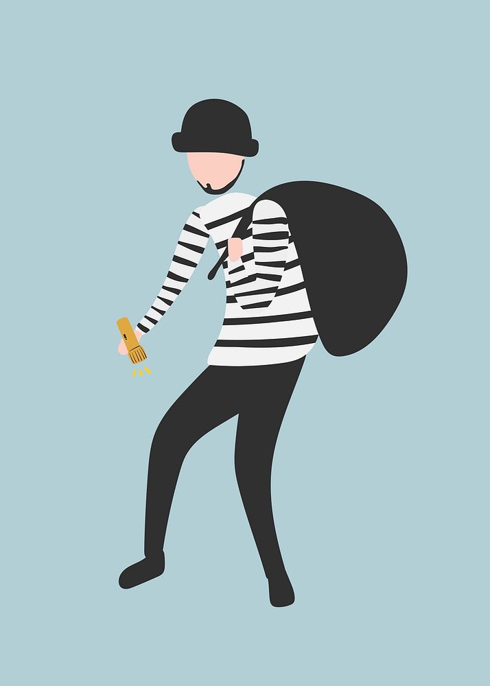 Burglar clipart, criminal character illustration