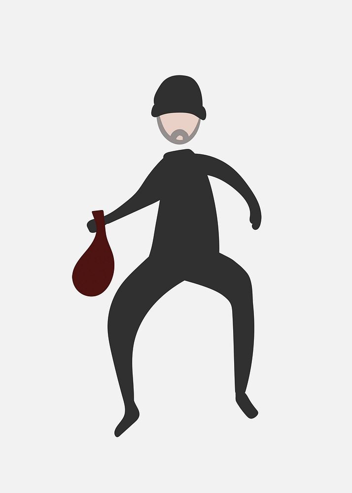 Burglar clipart, criminal character illustration