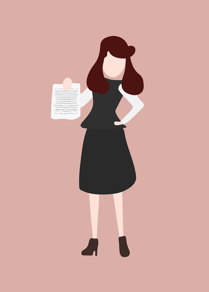 Female lawyer clipart, job, occupation illustration psd