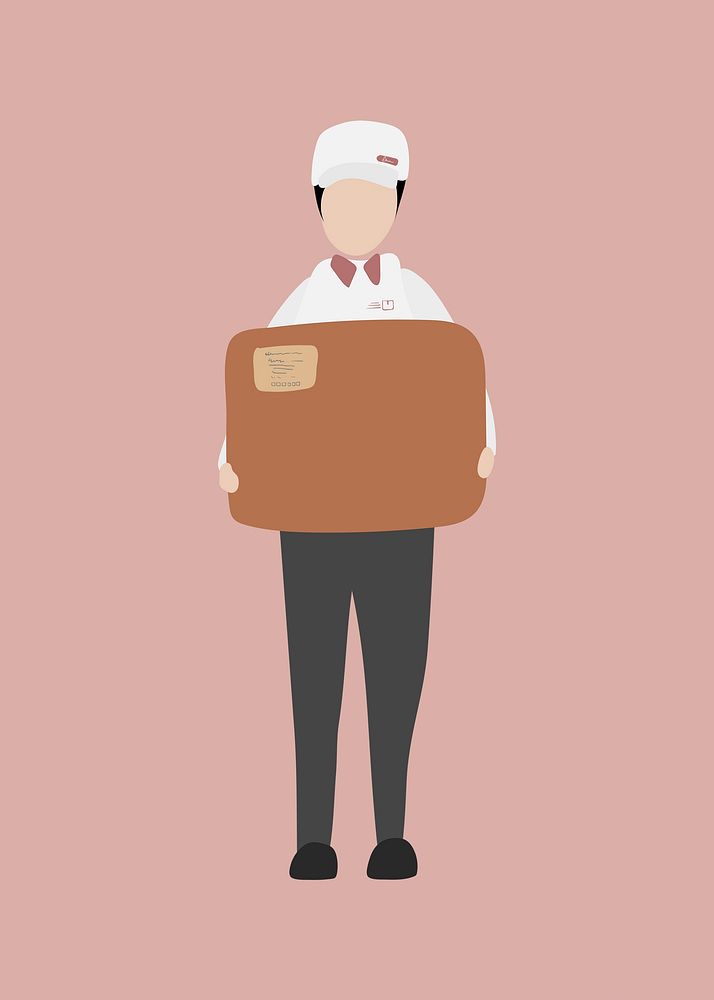 Parcel delivery man clipart, job, character illustration vector