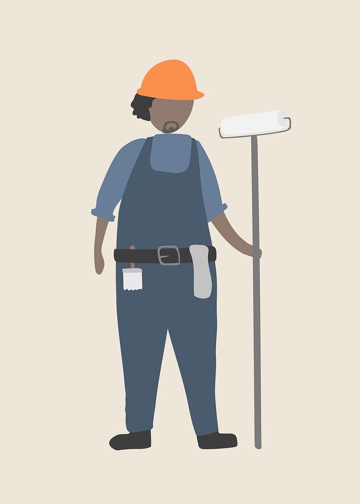 House painter clipart, worker, occupation, character illustration psd
