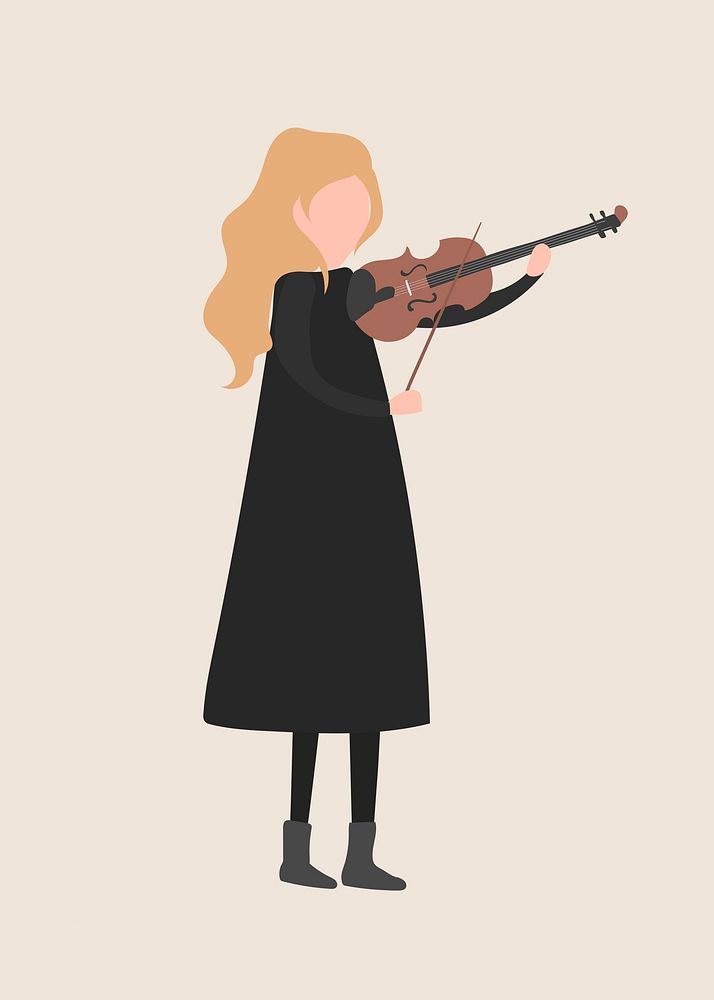 Female violinist clipart, musician job illustration
