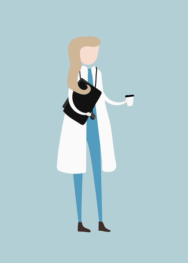 Female doctor clipart, medical worker, jobs illustration