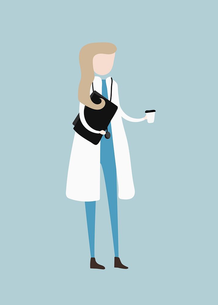 Female doctor clipart, medical worker, jobs illustration psd
