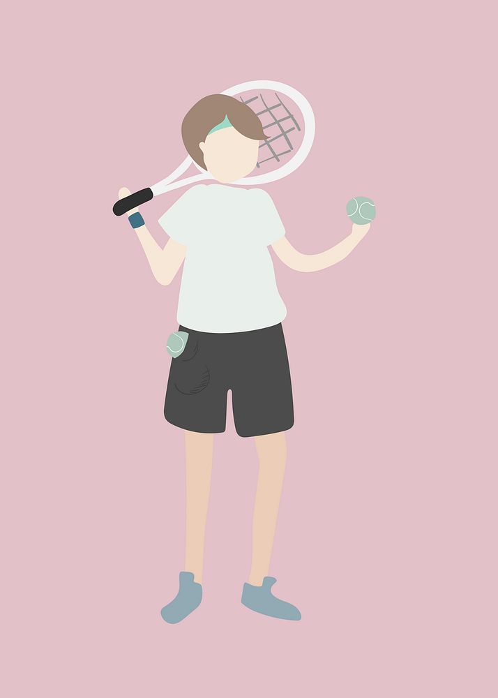 Tennis player clipart, male athlete, character illustration vector