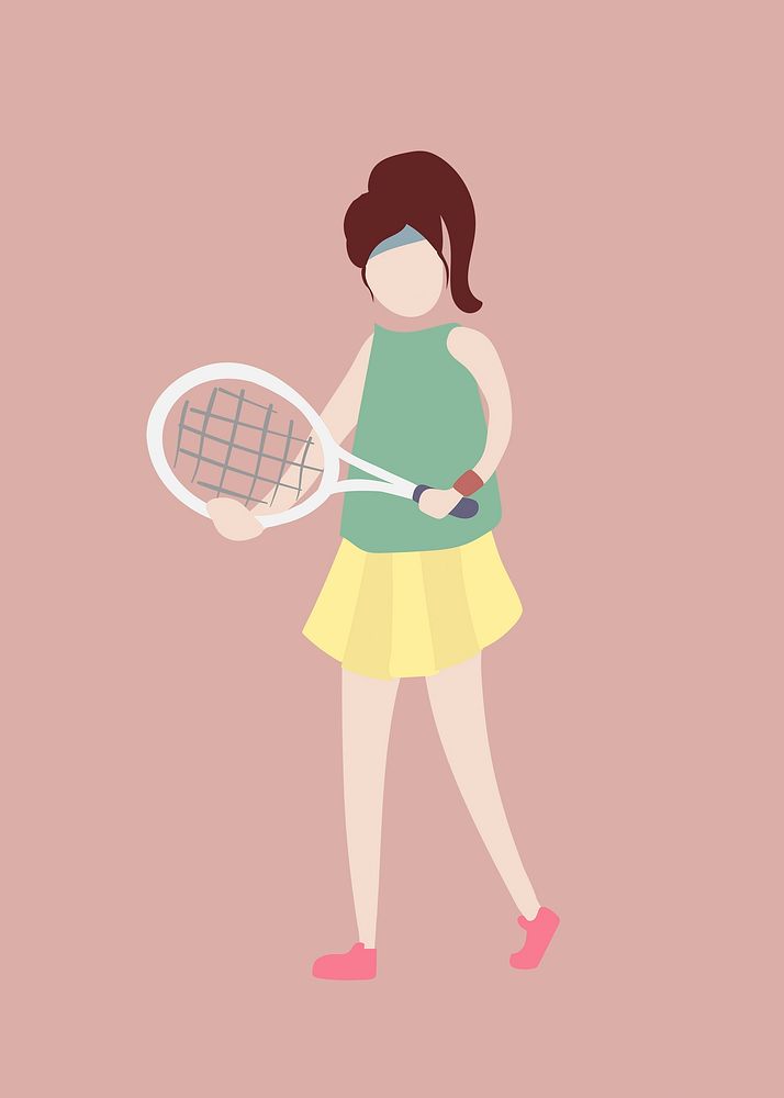 Tennis player clipart, female athlete, character illustration vector