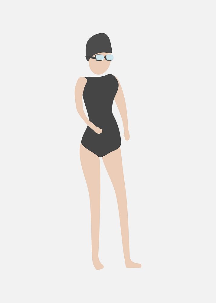 Professional swimmer clipart, female athlete, character illustration